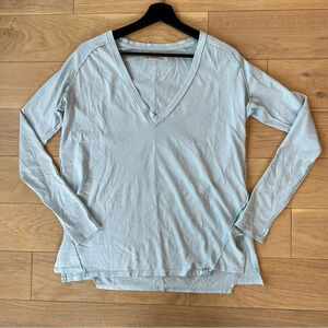 Free People Fresh and Clean V Long Sleeve Top Sub Zero Blue XS Boho Casual Layer